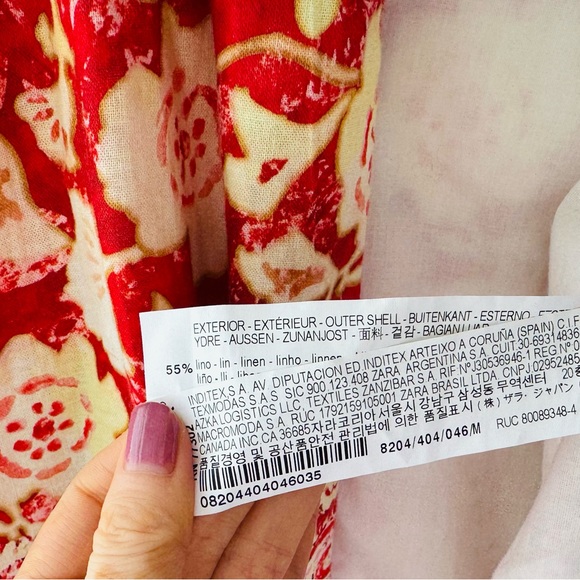 NWT Zara Linen Blend Printed Floral Kimono sz M - Picture 5 of 6